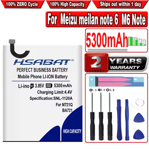 HSABAT BA721 5300mAh Battery for Meizu meilan note 6 battery M6 Note M721Q M721H M721L Batteries