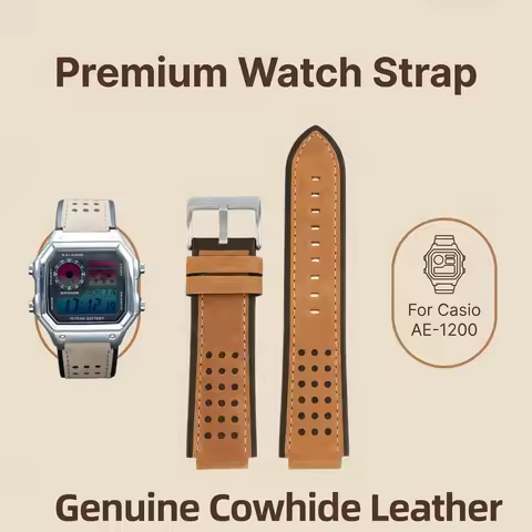 AE1200 Retro Matte Leather Watch Strap For Casio AE-1200WH AE-1300 Cowhide Leather Watch Band for Me