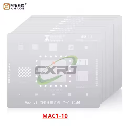 Universial MAC1 2 3 4 5 6 7 8 9 10 BGA Reballing Stencil 0.12mm For Mac SR23G A1534 SSD BGA/SSD 108