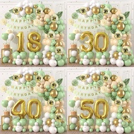 【18th/30th/40th /50th】Bean Green Happy Birthday Decoration Set Balloons Banner Latex Baloons Birthda