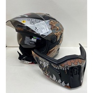 [ZEUS ZS-613H AJ48 Animal Painted Matte Black Coffee With Face Armor ZS613H Ruishi Taichung Warehous