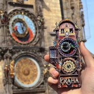 Wooden Prague Square Astronomical Clock Refrigerator Stickers Magnetic Creative Rotatable with Gear 