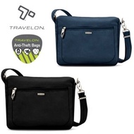 American Travelon CLASSIC Anti-Theft Diagonal Side Bag (21X26X6cm)/Shoulder Portable Bag.r RFID Identification System/Anti-Cut Black/Blue