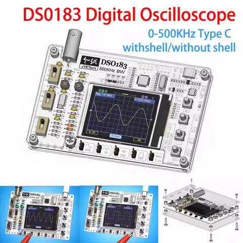 DIY DSO183 Digital Oscilloscope Solder Kit 500KHz Mini Measuring Meter Save Function Type-C DC5V Osc