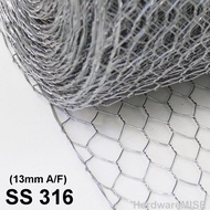 Stainless Steel Chicken Wire Mesh SS316 Twisted Hexagonal Wire Mesh Bird Pigeon Protection 316 Netting 13mm G24