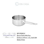 Bima Chefs Milk Pan D14cm x H7cm, 1.1L, SUS 304 (Body Only)