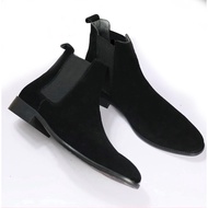 Chelsea boots Men's black suede height increasing boots