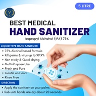 Hand Sanitizer Liquid 5L l 75%Alcohol l Rinse Free l Quick Drying