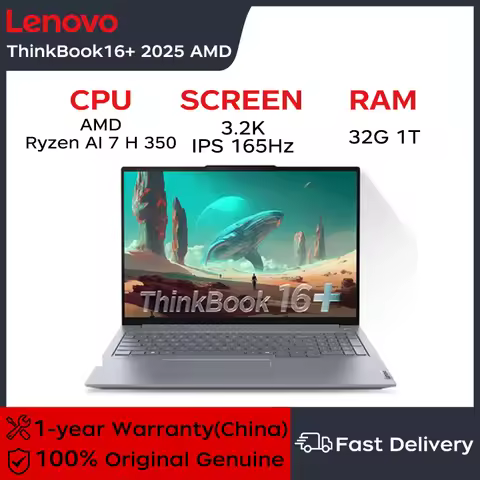 Lenovo Laptop Thinkbook 16+ 2025 AI Ryzen Edition 16" 3.2K 165Hz AMD Ryzen AI 7 H 350 Processor 32GB