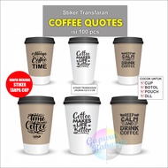 Transparent Coffee Quotes Label Stickers, Contents of 100