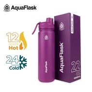 AquaFlask 22oz Magenta Wide Mouth with Spout Lid Vacuum Insulated Drinking Water bottle tumbler