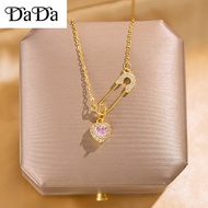 gold 24k original malaysia necklace womens paper pin love zircon pendant jewelry gift for friends 项链