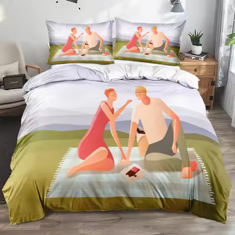 3D Digital Design Duvet cover set Valentine Day Sweet Lovers Bedding sets White Quilt case 3 pieces