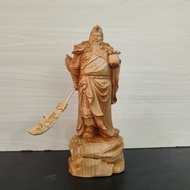 ไม้แกะสลัก Thuja แท้ ๆ แขวนพิมพ์ Guan Gong Wu Caishen เครื่องประดับตกแต่งบ้านสถานี Guan Yu เครื่องปร
