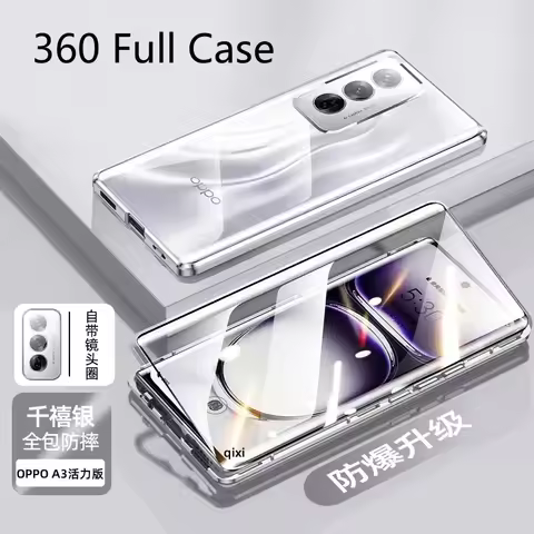 360 Full Case For Oppo A80 5G K12X A3 Pro Double Sided Magnetic Adsorption Metal Tempering Glass Pro