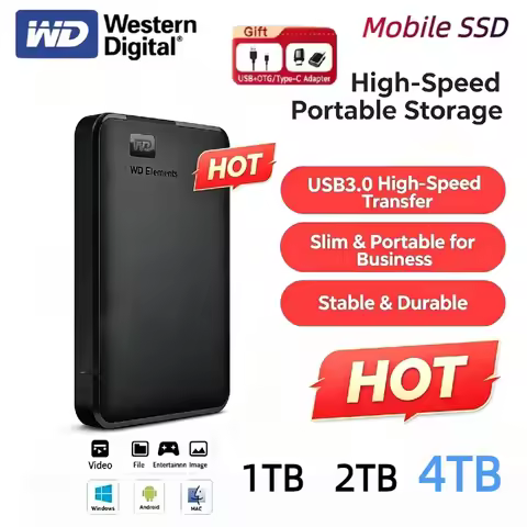 2026 Western Digital WD Elements External Hard Drive SSD 1TB 2TB 4TB USB 3.0 Portable External Hard 