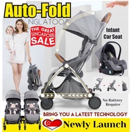 Auto-Fold Cabin Stroller / Double Twin Stroller Infant Car Seat Carrier Cot Cradle