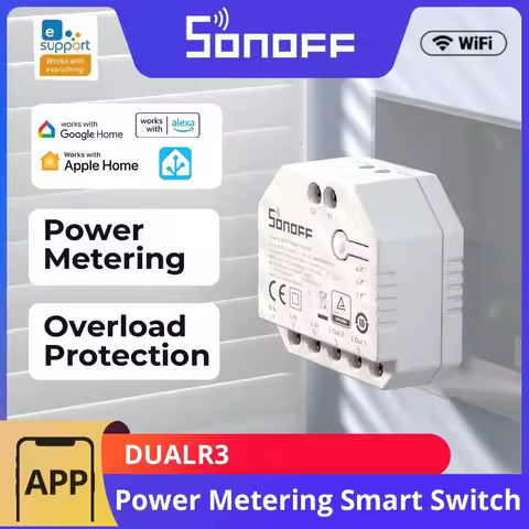 Sonoff Dual R3 Sonoff Dualr3 WiFi Curtain Switch 2-Gang Dual Relay Module Power Metering Control Via