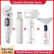 COD NEW2023CkeyiN EMS Face Massager Light Therapy Machine+Ultrasonic Skin Scrubber+Electric Face Mas