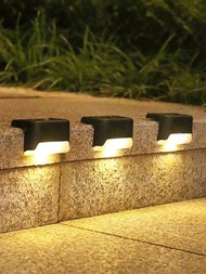 防水 LED 太陽能階梯燈，室外裝飾照明自動開關感應器，適用於小路、樓梯、扶手、涼廊、欄杆、花園、陽台等地，配雙面膠帶