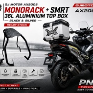 QJ MOTOR AX200 AX200S Top Rack Heavy Duty Monorack + SMRT 36L Aluminium Top Box Motorcycle With Base