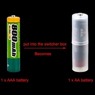 AAA to AA Size Cell Battery Box Converter Batteries Holder Plastic Case Adapter R03 To AA LR6 Switch
