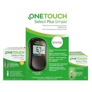 ONE TOUCH SELECT PLUS SIMPLE GLUCOSE METER + PLUS TEST STRIPS 50's + DELICA PLUS 100's