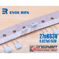 (10 Pcs) [F-CAP] 0.027uF/63V 27nK63V EVOX MMK5 2.5x7.2 H6.5mm P = 5