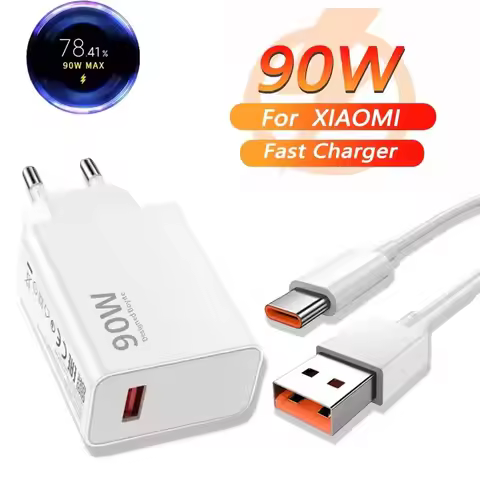 90W 6A Turbo Fast Wall Charger for Xiaomi 11 12 Lite 13T 14 Ultra Redmi Note 11T 12T 13 15Pro POCO F