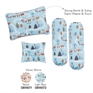 Omiland Baby Pillow and Bolster Set Peang Train Series Soft, Fluffy Material - OB14071 14072