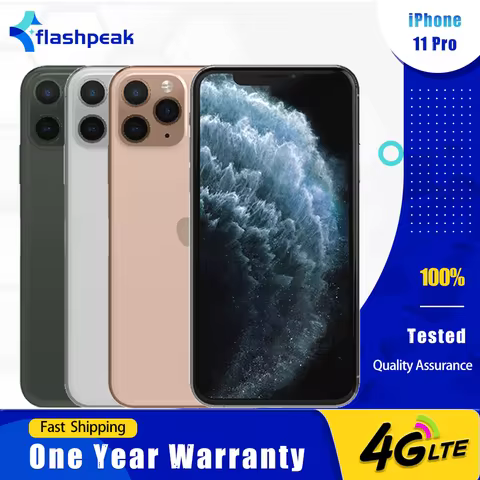 Original Apple iPhone 11 Pro 4G LTE Mobile Phone 5.8" OLED NFC Face ID A13 Bionic 12MP 4K@60fps Came
