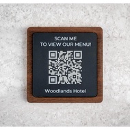 Custom Acrylic QR Code Sign Restaurant Acrylic Menu Stick-on Wooden Table