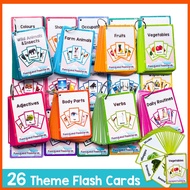 26 Themes English Words Learning Pocket Card for Toddlers Verbs/Adjectives/Prepositions Flash Cards 