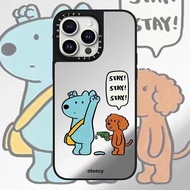 【Cute eteecy Dog sticker】CASETIFY PC Sliver Black Mirror Hard Phone Case For iPhone 15 15Plus 15pro 15promax 14 14pro 14promax 13 Soft Case For 12ProMax iPhone 11 7+ XR Case