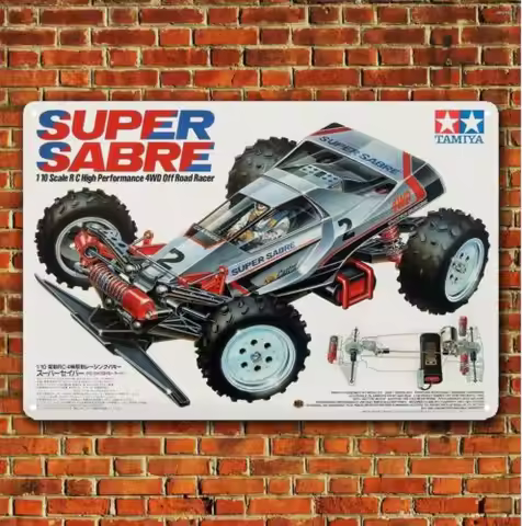 Metal Poster Vintage Rc Car Tin Sign Plaque Tamiya Super Sabre Buggy -aluminum