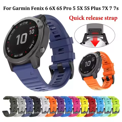 22 26mm Silicone Smart Watch Band for Garmin Fenix 6 6S 6X 7X 7 Pro 5 5X 5S 3HR 955 Quick Release St