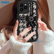 CaseKoi Casing hp Realme C30 C55 C30s C31 C33 C35 C20 C21Y C25Y C11 2021 C15 C25 C17 C12 C3 C1 Realme 5 Pro 5i 5S 6i Realme 10 9i 8i 6 7 8 Pro Narzo 50A Prime  Hitam Retro Bow-Knot Butterfly Wavy Edge TPU Soft Exquisite Gift Phone Case