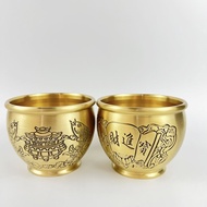 Lucky Lotus Cup Pure Copper Copper Cylinder Lucky Cylinder Brass Small Size Baifu Cylinder Home Desk