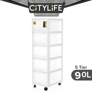 Citylife 90L 5 Tier Storage Cabinet Space Saving Drawer Cabinet Organizer With Wheels G-5022