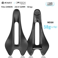 RYET Ultralight 58g Full Carbon Saddle 3K Weave Oval 6.5X8.5(mm), 242/122 (mm)  Saddle for Road moun