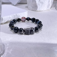 綻放 銀曜石|金曜石|牛血紅膠花|金運石|藍虎眼|水晶手鍊 A06-2