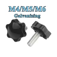 Galvanized 6 Star Handle Screw Thumb Screw Knurled Star Knob Hardware-M4/M5/M6*L=8-40mm【ZHX-SZG-WJ-1