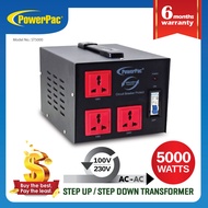 PowerPac Converter Transformer 5000W Heavy Duty Step Up &amp; Down Voltage 110V / 220V Voltage Regulator (ST5000)
