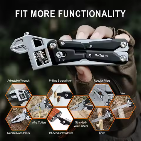 NexTool Multitool Wrench W4 11-In-1 Adjustable Wrench Pliers Folding Knife Hand Tools Screwdriver Wo
