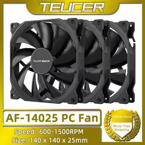 TEUCER AF-14025 PC Fan 140mm Case Fan 4Pin PWM 600-1500RPM High Performance Quiet Computer Fans