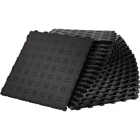 50 Pack Garage Floor Tiles 12 x 12 x 0.53 inch,Interlocking Double-Sided Texture Non-Slip Sturdiness
