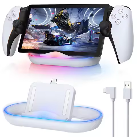Charging Dock Station for Playstation Portal Charger Stand with RGB Light and USB C Charging Cable f