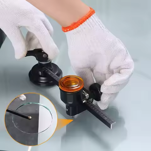 Circular Glass Cutter Glass Compass Gauge Cutter Alloy Adjustable Compasses Suction Cup Cutter Windo