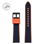 Premium Hybrid Canvas Nylon FKM Watch Strap 20mm 22mm Nylon Rubber Bottom Watchband Quick Release Fo