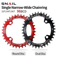 SNAIL Narrow Wide Chainring 96 BCD Single Chainring for MTB Round Oval 32T 34T 36T